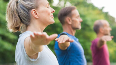 Group of people doing yoga